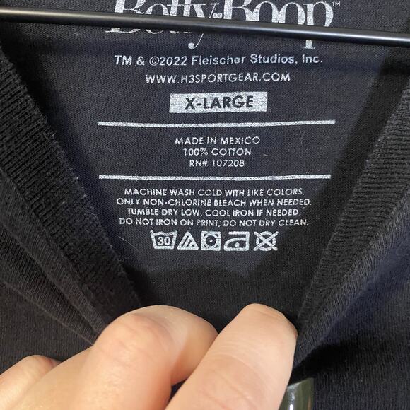 Betty Boop Graphic T-Shirt Biker Tee Flames Retro Black Motorcycle Print Sz XL - Picture 4 of 8